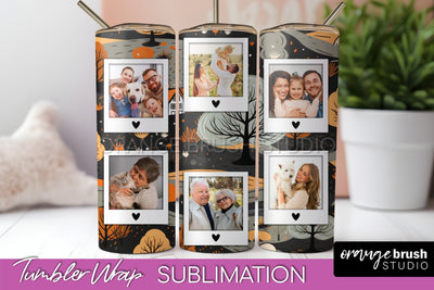Autumn Photo Frame Tumbler Wrap - Fall Tumbler Sublimation Sublimation OrangeBrushStudio 