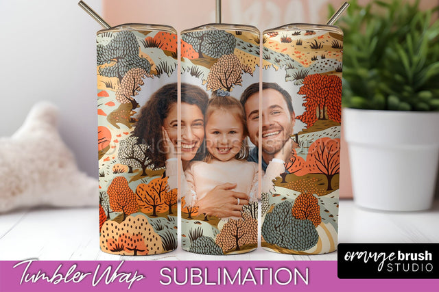Autumn Photo Frame Tumbler Wrap - Fall Tumbler Sublimation Sublimation OrangeBrushStudio 