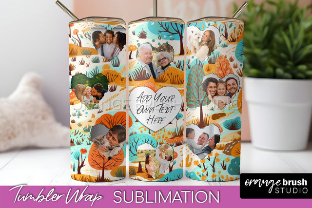 Autumn Photo Frame Tumbler Wrap - Fall Tumbler Sublimation Sublimation OrangeBrushStudio 