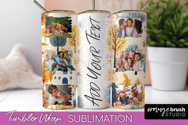 Autumn Photo Frame Tumbler Wrap - Fall Tumbler Sublimation Sublimation OrangeBrushStudio 
