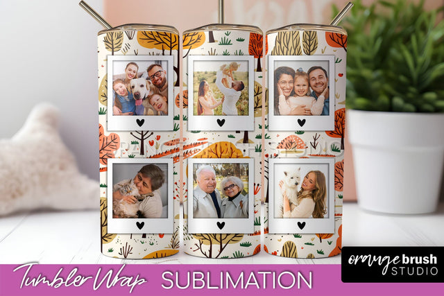 Autumn Photo Frame Tumbler Wrap - Fall Tumbler Sublimation Sublimation OrangeBrushStudio 