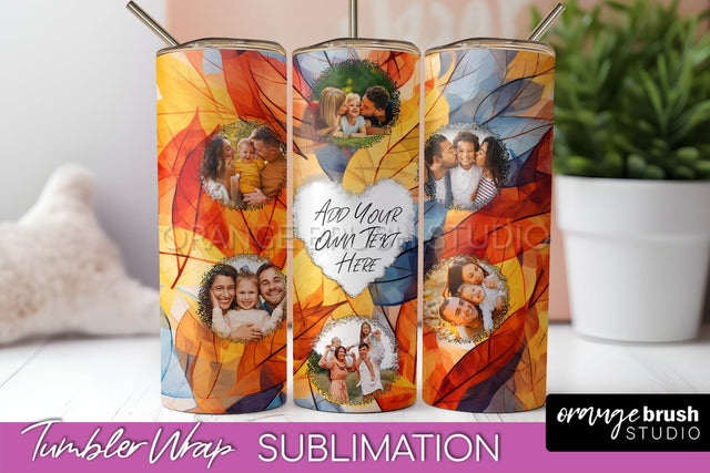 Autumn Photo Frame Tumbler Wrap - Fall Tumbler Sublimation Sublimation OrangeBrushStudio 