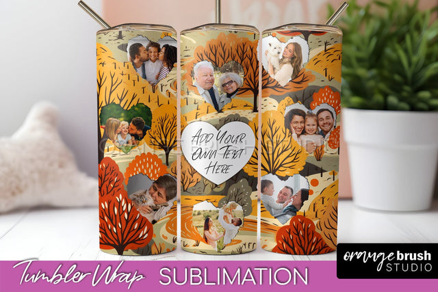 Autumn Photo Frame Tumbler Wrap - Fall Tumbler Sublimation Sublimation OrangeBrushStudio 