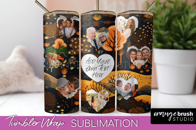 Autumn Photo Frame Tumbler Wrap - Fall Tumbler Sublimation Sublimation OrangeBrushStudio 