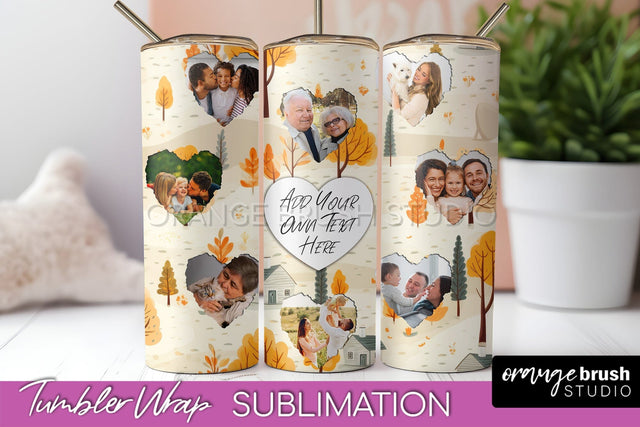 Autumn Photo Frame Tumbler Wrap - Fall Tumbler Sublimation Sublimation OrangeBrushStudio 