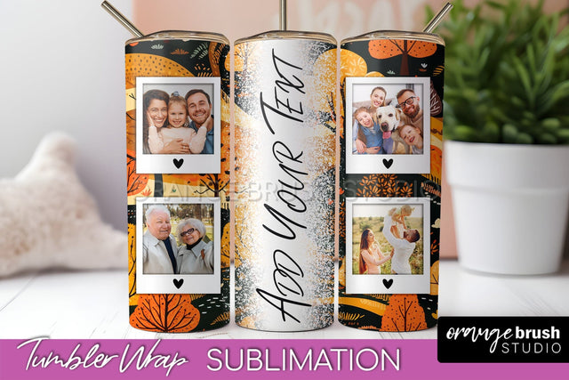 Autumn Photo Frame Tumbler Wrap - Fall Tumbler Sublimation Sublimation OrangeBrushStudio 