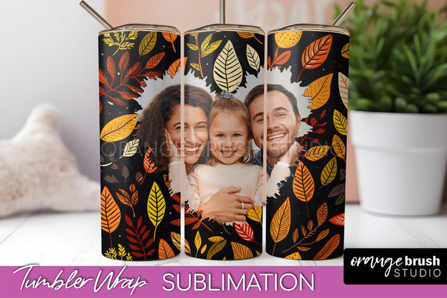 Autumn Photo Frame Tumbler Wrap - Fall Tumbler Sublimation Sublimation OrangeBrushStudio 