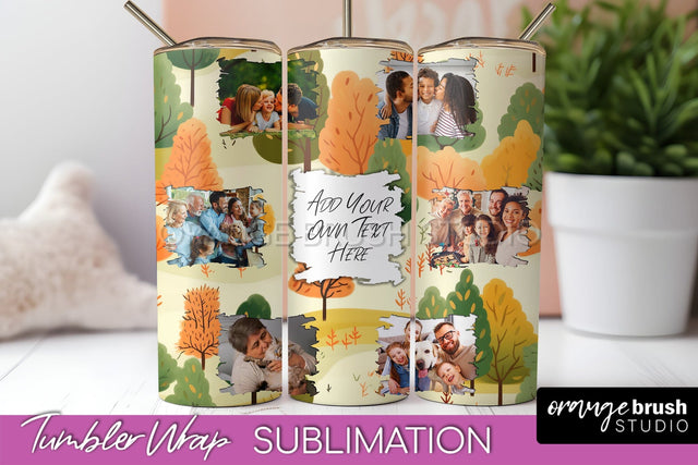 Autumn Photo Frame Tumbler Wrap - Fall Tumbler Sublimation Sublimation OrangeBrushStudio 