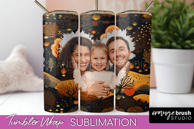 Autumn Photo Frame Tumbler Wrap - Fall Tumbler Sublimation Sublimation OrangeBrushStudio 