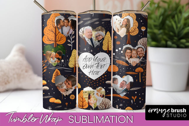 Autumn Photo Frame Tumbler Wrap - Fall Tumbler Sublimation Sublimation OrangeBrushStudio 