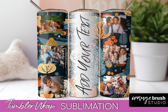 Autumn Photo Frame Tumbler Wrap - Fall Tumbler Sublimation Sublimation OrangeBrushStudio 