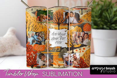 Autumn Photo Frame Tumbler Wrap - Fall Tumbler Sublimation Sublimation OrangeBrushStudio 