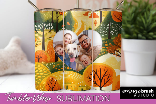 Autumn Photo Frame Tumbler Wrap - Fall Tumbler Sublimation Sublimation OrangeBrushStudio 