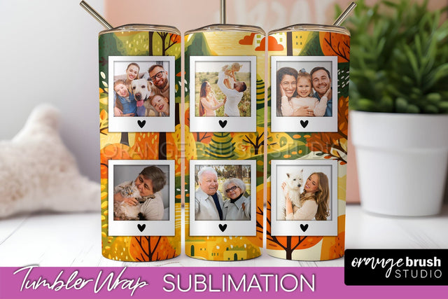 Autumn Photo Frame Tumbler Wrap - Fall Tumbler Sublimation Sublimation OrangeBrushStudio 