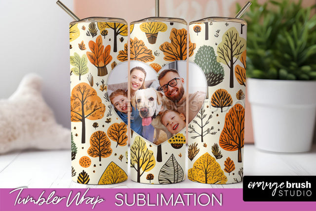 Autumn Photo Frame Tumbler Wrap - Fall Tumbler Sublimation Sublimation OrangeBrushStudio 