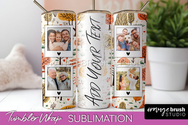 Autumn Photo Frame Tumbler Wrap - Fall Tumbler Sublimation Sublimation OrangeBrushStudio 