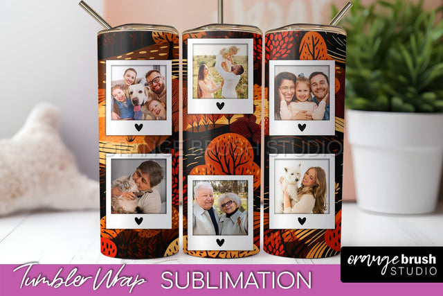 Autumn Photo Frame Tumbler Wrap - Fall Tumbler Sublimation Sublimation OrangeBrushStudio 