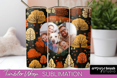 Autumn Photo Frame Tumbler Wrap - Fall Tumbler Sublimation Sublimation OrangeBrushStudio 
