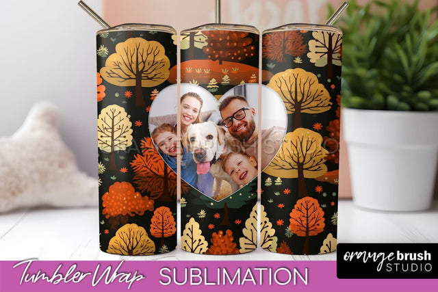 Autumn Photo Frame Tumbler Wrap - Fall Tumbler Sublimation Sublimation OrangeBrushStudio 