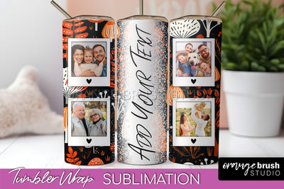 Autumn Photo Frame Tumbler Wrap - Fall Tumbler Sublimation Sublimation OrangeBrushStudio 