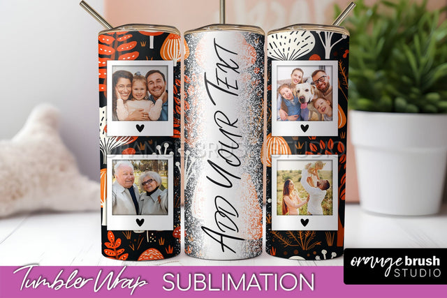Autumn Photo Frame Tumbler Wrap - Fall Tumbler Sublimation Sublimation OrangeBrushStudio 