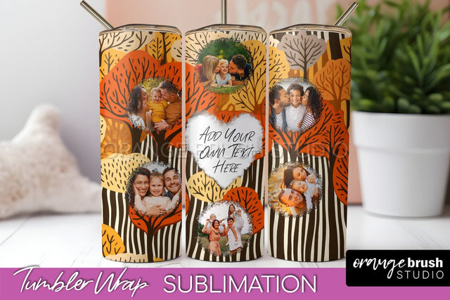 Autumn Photo Frame Tumbler Wrap - Fall Tumbler Sublimation Sublimation OrangeBrushStudio 