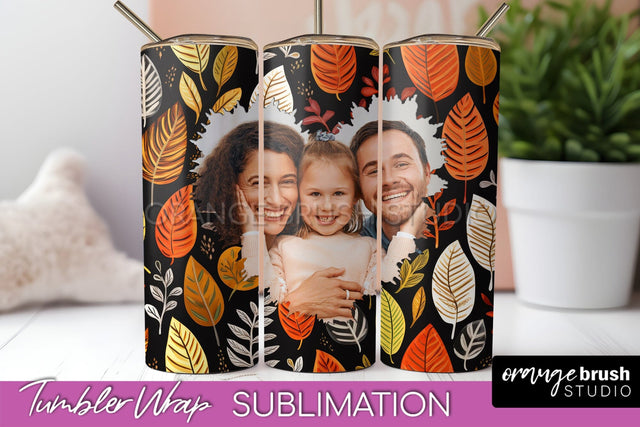 Autumn Photo Frame Tumbler Wrap - Fall Tumbler Sublimation Sublimation OrangeBrushStudio 