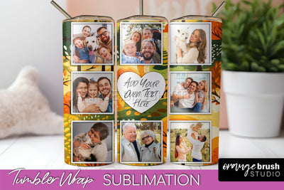 Autumn Photo Frame Tumbler Wrap - Fall Tumbler Sublimation Sublimation OrangeBrushStudio 