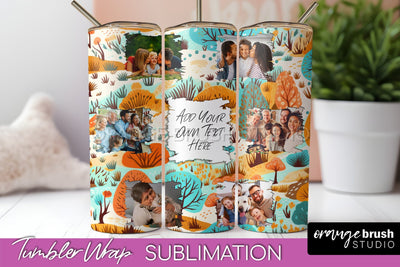 Autumn Photo Frame Tumbler Wrap - Fall Tumbler Sublimation Sublimation OrangeBrushStudio 