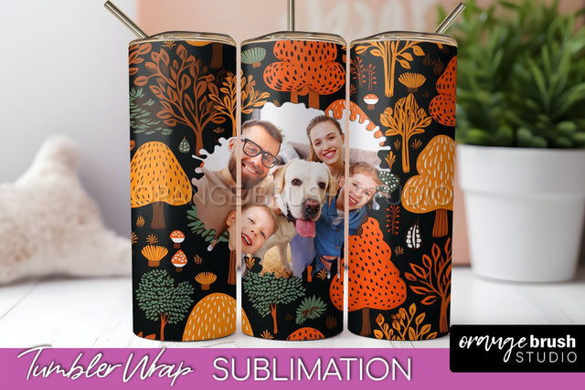 Autumn Photo Frame Tumbler Wrap - Fall Tumbler Sublimation Sublimation OrangeBrushStudio 