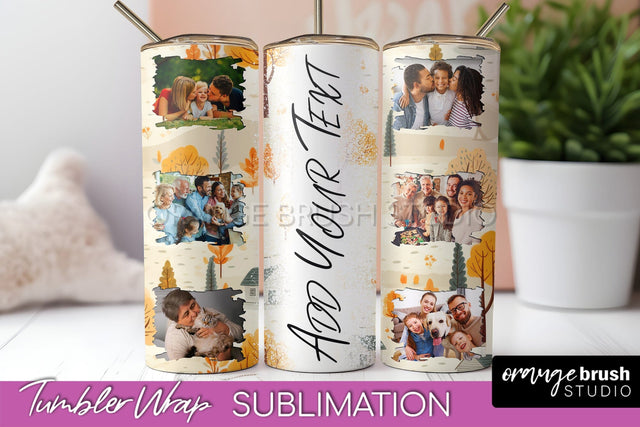 Autumn Photo Frame Tumbler Wrap - Fall Tumbler Sublimation Sublimation OrangeBrushStudio 