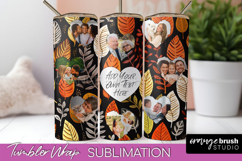 Autumn Photo Frame Tumbler Wrap - Fall Tumbler Sublimation Sublimation OrangeBrushStudio 