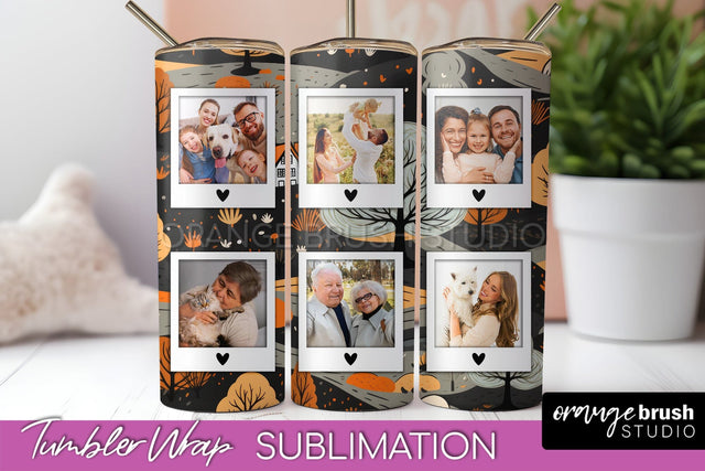Autumn Photo Frame Tumbler Wrap - Fall Tumbler Sublimation Sublimation OrangeBrushStudio 