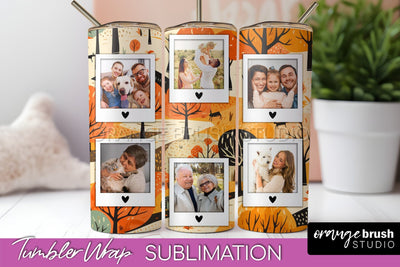 Autumn Photo Frame Tumbler Wrap - Fall Tumbler Sublimation Sublimation OrangeBrushStudio 