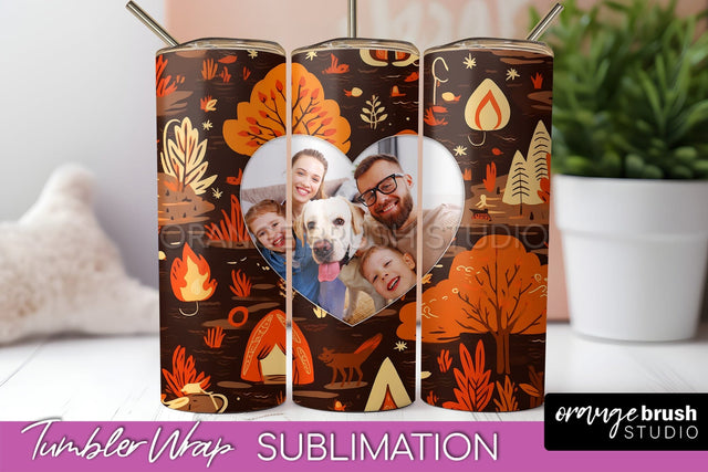 Autumn Photo Frame Tumbler Wrap - Fall Tumbler Sublimation Sublimation OrangeBrushStudio 