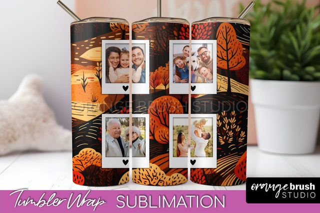 Autumn Photo Frame Tumbler Wrap - Fall Tumbler Sublimation Sublimation OrangeBrushStudio 