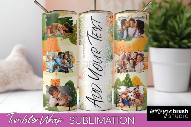 Autumn Photo Frame Tumbler Wrap - Fall Tumbler Sublimation Sublimation OrangeBrushStudio 