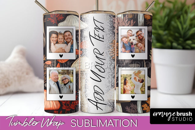 Autumn Photo Frame Tumbler Wrap - Fall Tumbler Sublimation Sublimation OrangeBrushStudio 