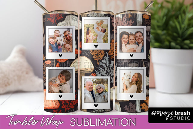 Autumn Photo Frame Tumbler Wrap - Fall Tumbler Sublimation Sublimation OrangeBrushStudio 