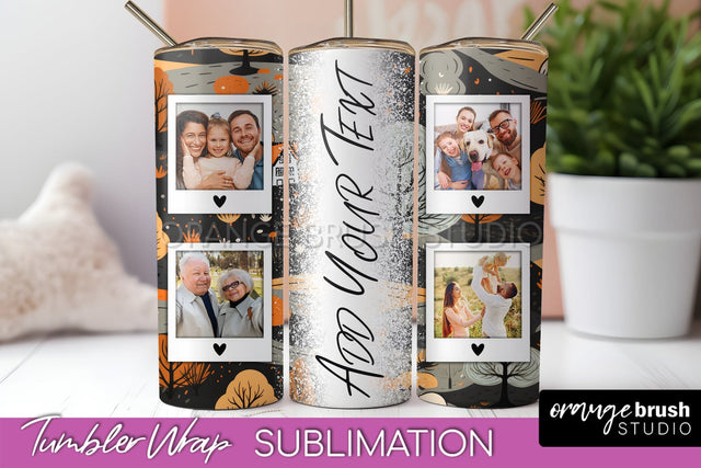 Autumn Photo Frame Tumbler Wrap - Fall Tumbler Sublimation Sublimation OrangeBrushStudio 