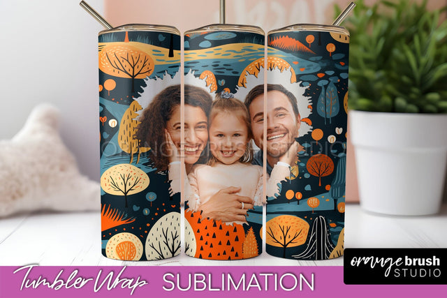 Autumn Photo Frame Tumbler Wrap - Fall Tumbler Sublimation Sublimation OrangeBrushStudio 