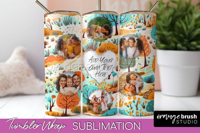 Autumn Photo Frame Tumbler Wrap - Fall Tumbler Sublimation Sublimation OrangeBrushStudio 