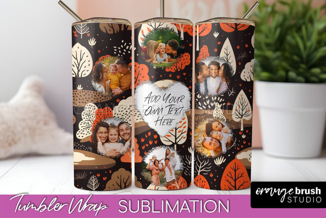 Autumn Photo Frame Tumbler Wrap - Fall Tumbler Sublimation Sublimation OrangeBrushStudio 