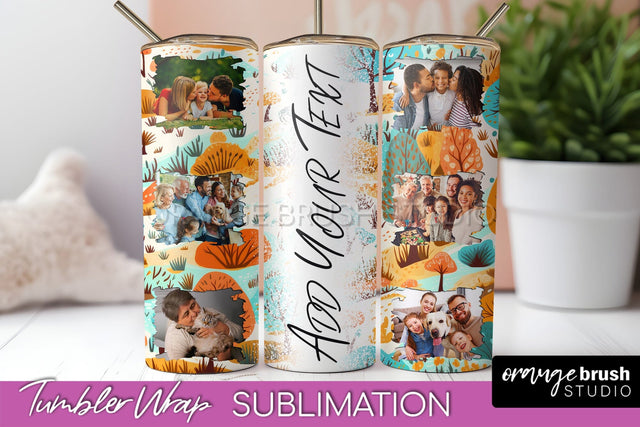 Autumn Photo Frame Tumbler Wrap - Fall Tumbler Sublimation Sublimation OrangeBrushStudio 