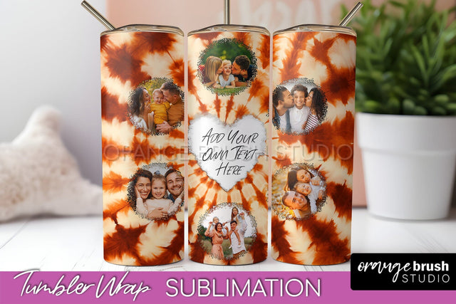 Autumn Photo Frame Tumbler Wrap - Tie Dye Background Sublimation OrangeBrushStudio 