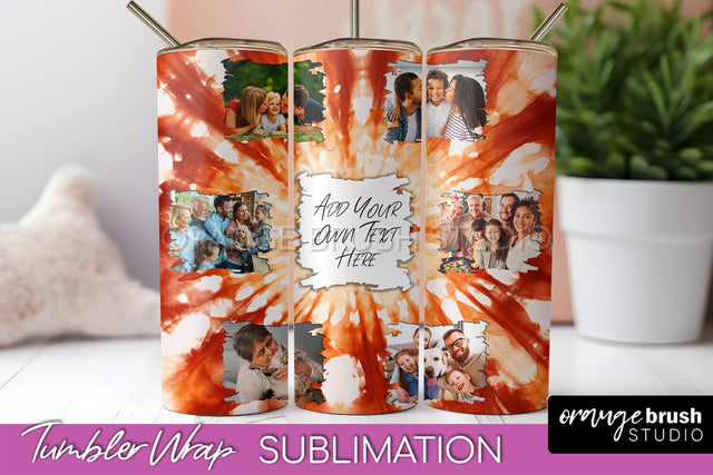 Autumn Photo Frame Tumbler Wrap - Tie Dye Background Sublimation OrangeBrushStudio 