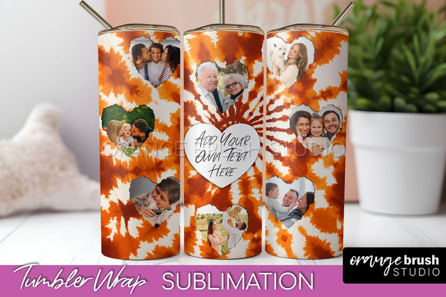 Autumn Photo Frame Tumbler Wrap - Tie Dye Background Sublimation OrangeBrushStudio 