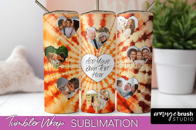 Autumn Photo Frame Tumbler Wrap - Tie Dye Background Sublimation OrangeBrushStudio 