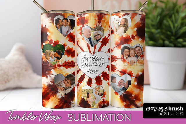 Autumn Photo Frame Tumbler Wrap - Tie Dye Background Sublimation OrangeBrushStudio 