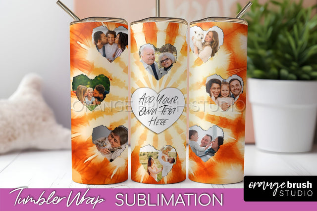 Autumn Photo Frame Tumbler Wrap - Tie Dye Background Sublimation OrangeBrushStudio 